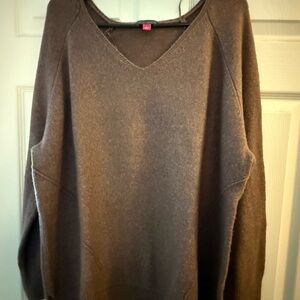 Vince Camuto Chocolate V-Neck Sweater